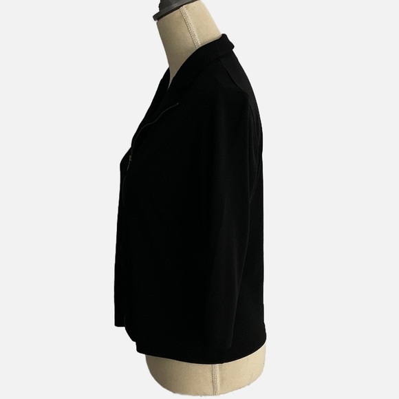 Evan-Picone Slinky Blazer Zip Front Size Large Black 3/4 Sleeves Formal Classic - Picture 5 of 10
